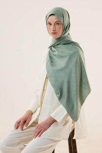 Verev Motif Jacquard Shawl Çağla