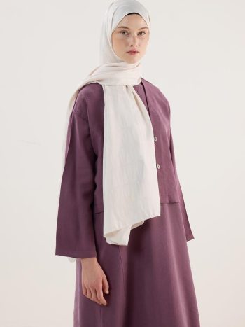 Diagonal Pattern Jacquard Shawl Cream