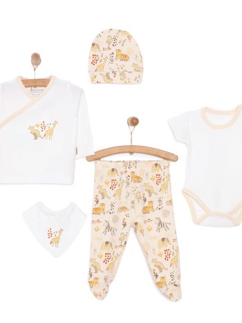 Bebbek Girl Baby 5-Piece Boxed Hospital Discharge V-Neck Set