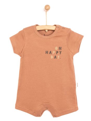 Newborn Baby Girl Short Romper, Beige Brown