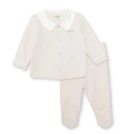 Bebetto Little Boss Boys' Cardigan-Bootie Bottom Set with Snap Buttons and Collar