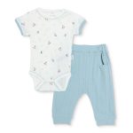 Bebetto, Boys, Bodysuit & Leggings Set, Nautical Print, Snap Closure, Palm in the Sea, Crew Neck, Long Legs, Short Sleeve