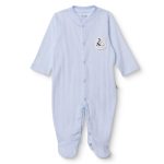 Bebetto Men's Footed Romper, Marine Print, Snap Closure, Palm in the Sea Design, Boat Neck, Long Sleeves, Long Legs