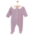 Girl's Velvet Knitted Footed Romper
