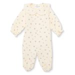 Bebetto Girls' Footed Romper with Floral Print, Snap Closure, Petite Fleurs, Ruffled Collar, Long Sleeves