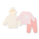 Bebetto, Kız, Sweatshirt-Hırka-Patiksiz Alt, Çiçek Baskılı, Fermuarlı, Petite Fleurs, Bisiklet Yaka, Uzun Paça, Uzun Kol