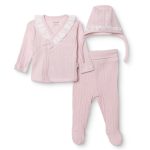 Bebetto, Girls, Bodysuit-Hat-Bootie Set, Snap Closure, Sweet Princess, Ruffled Collar, Long Pants, Long Sleeve