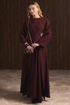 Zoye Front Brooch Cupra Dress - Burgundy