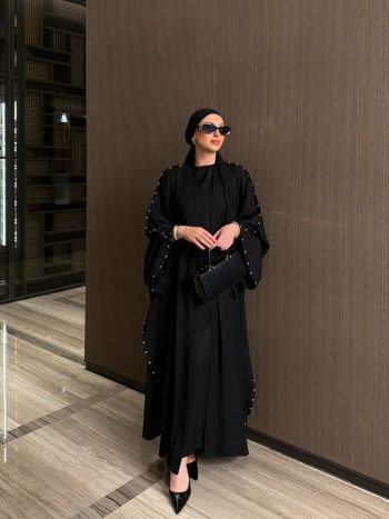 Pearl Abaya Set in Black