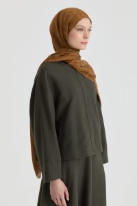 Miray Jacquard Natural Scarf - Camel
