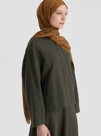 Miray Jacquard Natural Scarf - Camel