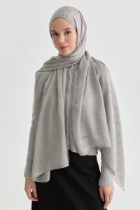 Miray Jacquard Natural Scarf - Silver