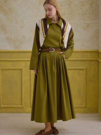 100% Cotton Skirt Oil Green