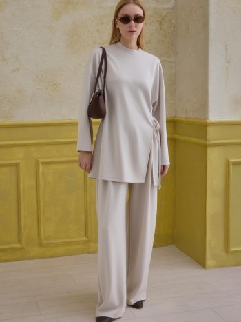 Tie Detailed Modal Set Seashell