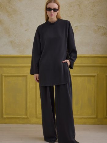 Tie Detailed Modal Set Black