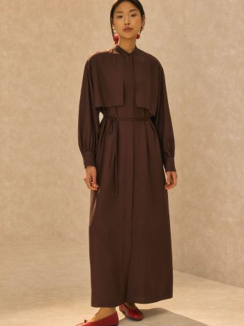 Dress With Apron Dark Brown