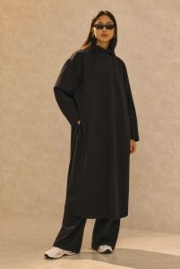 Uzun Başlıklı Sweatshirt Siyah