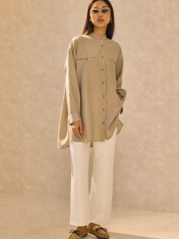 Welt Pocket Detail Shirt Beige
