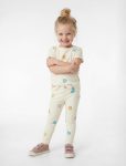 Girl's Short Sleeve Cotton Printed T-Shirt and Leggings Set - 2-Piece Outfit