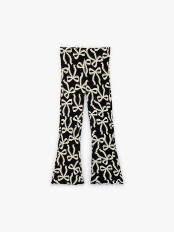 Girls' Bow Patterned Bodysuit Spanish Flare Leggings