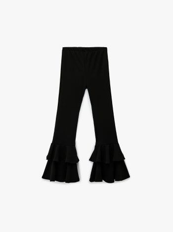 Girl's Elastic Waist Spanish Flare Pants with Ruffle Detail