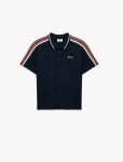 Boys' Striped Snap Button Short Sleeve Polo Neck T-Shirt