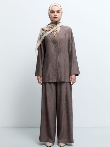 Single-Button Suit Set - Coffee