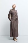 Front Pleated Set - Coffee