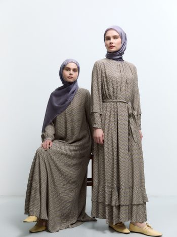 Etek Ucu Fırfırlı Elbise - Olive