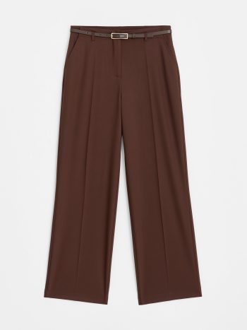 Belted Side-Zip Trousers - Coffee