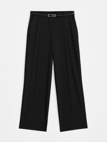 Belted Side-Zip Trousers - Black