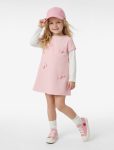 Girl's Ribbon Detail Short Sleeve Crew Neck Dress