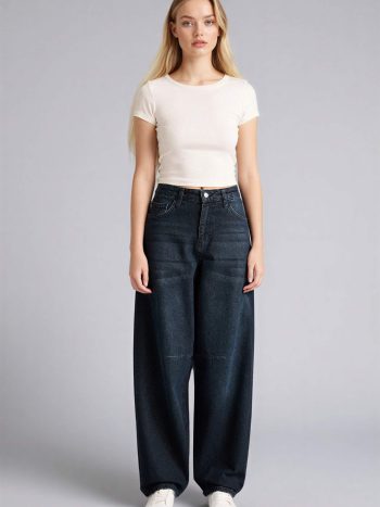 Baggy Fit High-Waist Long Jeans