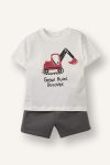 Vehicle Print T-Shirt and Shorts 2-Piece Set for Baby Boy
