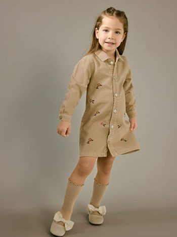 Floral Long Sleeve Jean Dress for Baby Girl