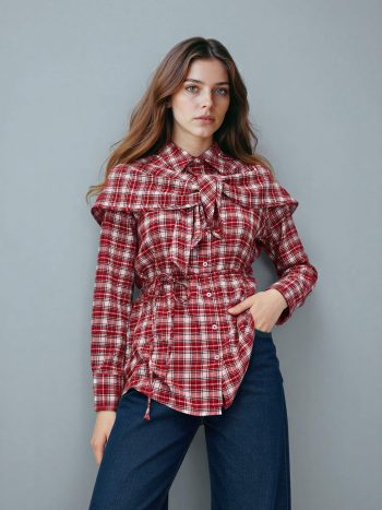 Pleated Check Pattern Tunic