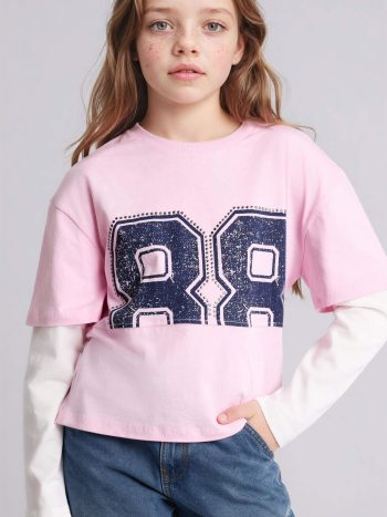 Patterned Jersey T-Shirt for Girls