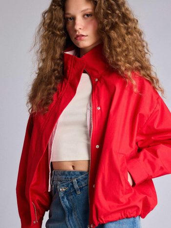 Shawl Collar Taffeta Poplin Jacket