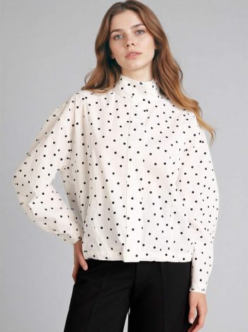 %100 Pamuk Puantiyeli Poplin Tunik