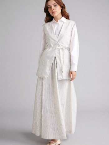 A-Line Striped Linen Skirt