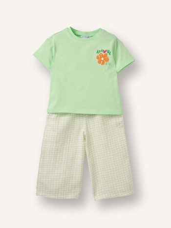 Floral T-Shirt Plaid Pants 2-Piece Set Baby Girl