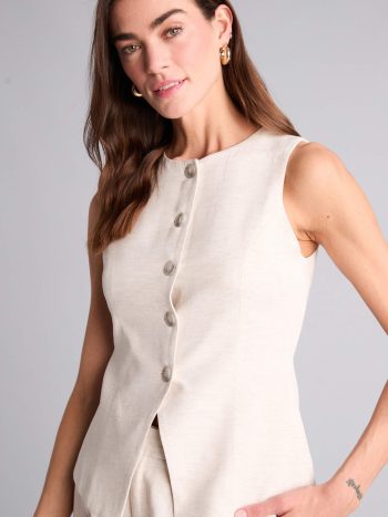Fitted Linen Blend Vest