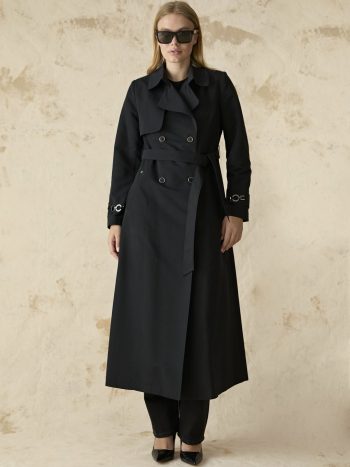 14043 LESNA TRENÇ 38-48 Siyah Trençkot 14043