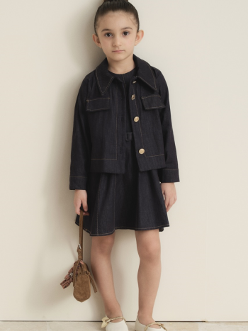 Arle Jacket Denim Jumpsuit Dress - Navy Blue