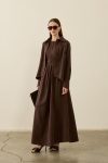 Bella Pileli Asymmetric Cut Lyocell Lining Dress Set in BROWN