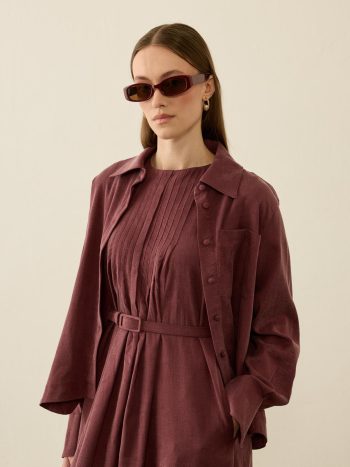 Bella Pileli Asymmetric Cut Lyocell Slip Dress Set MÜRDÜM