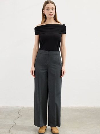 بنطلون رسمي واسع القصة بلون الأنثراسايت