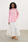 Pink Linen Blouse with Gather Details