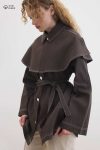 Brown Shirt with Detachable Cape Collar