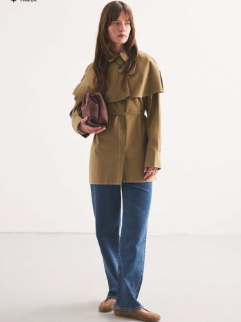 Removable Cape Collar Olive Shirt